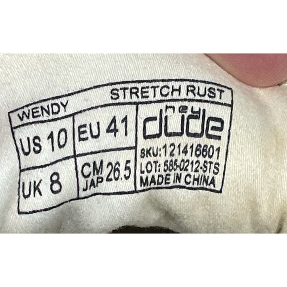 Hey Dude Wendy Stretch Rust Women’s Size 10 Shoes Casual Comfortable - Picture 11 of 11